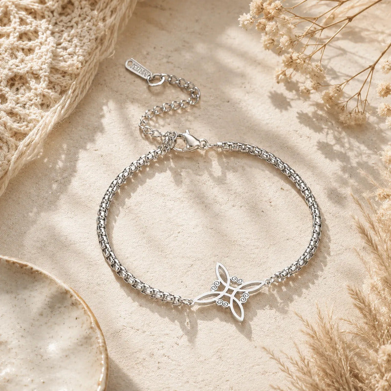 Pulsera Amuleto De Acero Quirúrgico Y Símbolo Nudo De Bruja Modelo 3 8 Cm 22 Cm