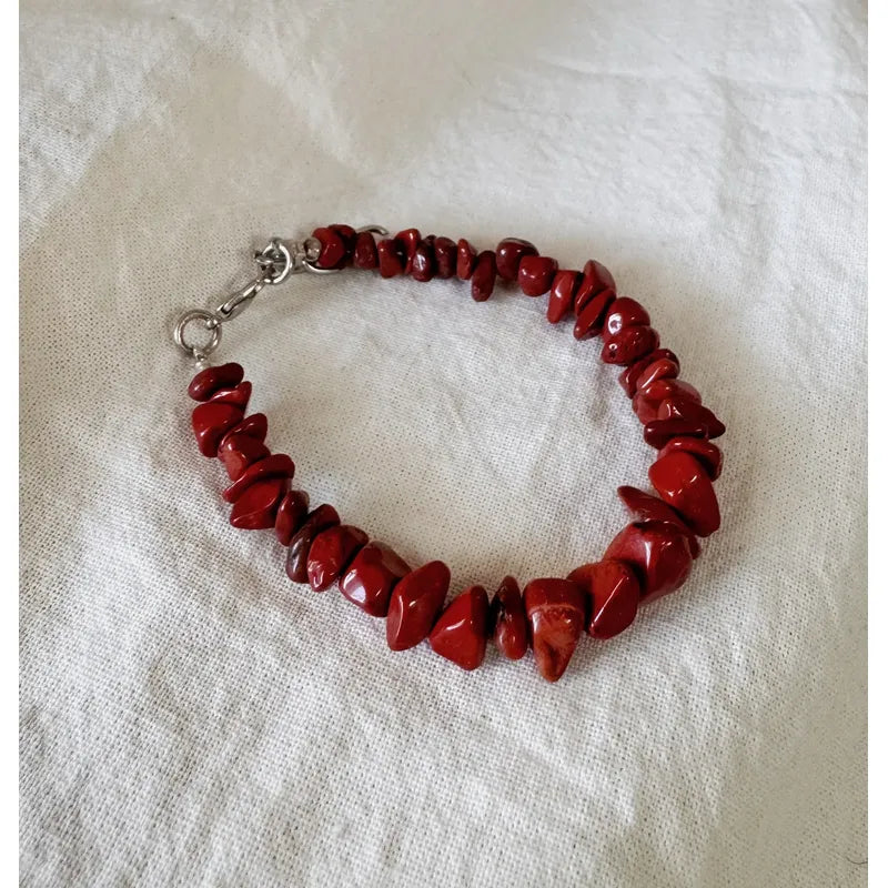 Pulsera De Piedras Naturales Jaspe Rojo - Fuerza Y Seguridad Jaspe Rojo 8 Cm 20 Cm