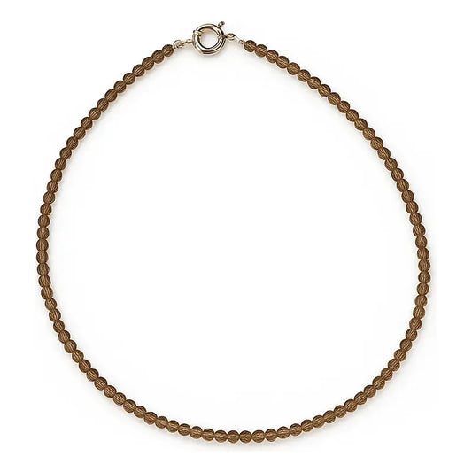 Collar Choker Mini Cuentas Piedras Naturales Delicado 40 Cm Cuarzo Ahumado Premium