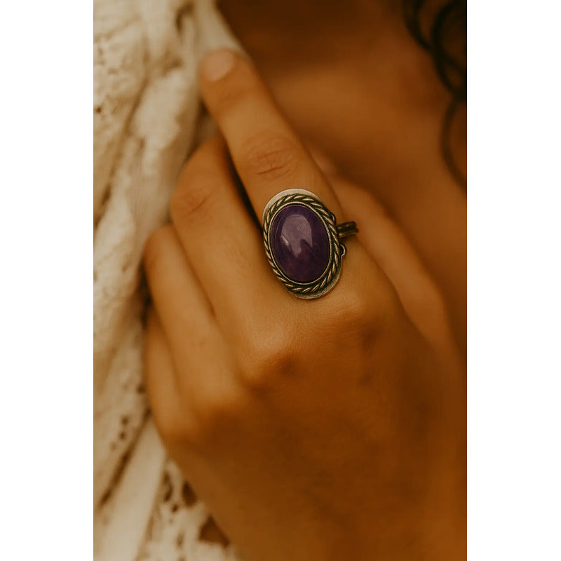 Anillo Alpaca Regulable Amatista - Transmutación Amatista Unico Regulable