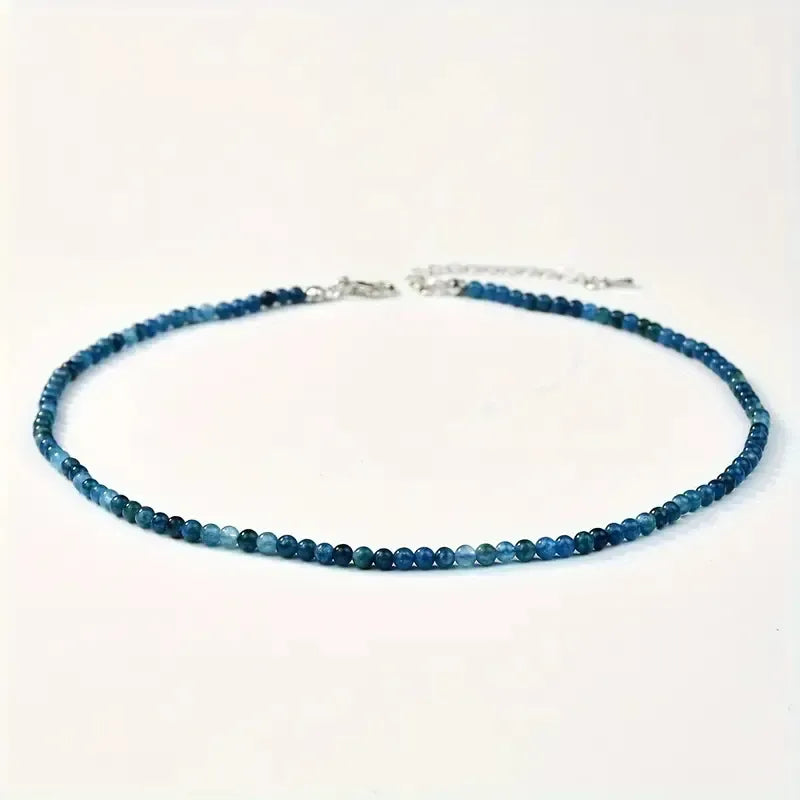 Collar Choker Mini Cuentas Piedras Naturales Delicado 40 Cm Apatita