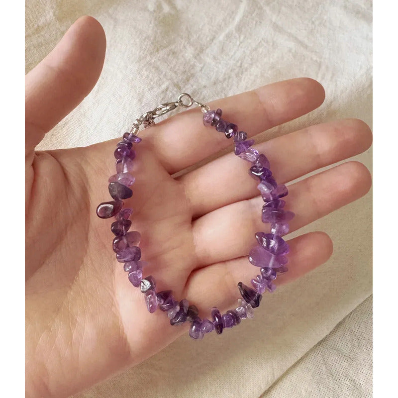 Pulsera De Piedras Naturales Amatista - Transmutación Amatista 8 Cm 19 Cm