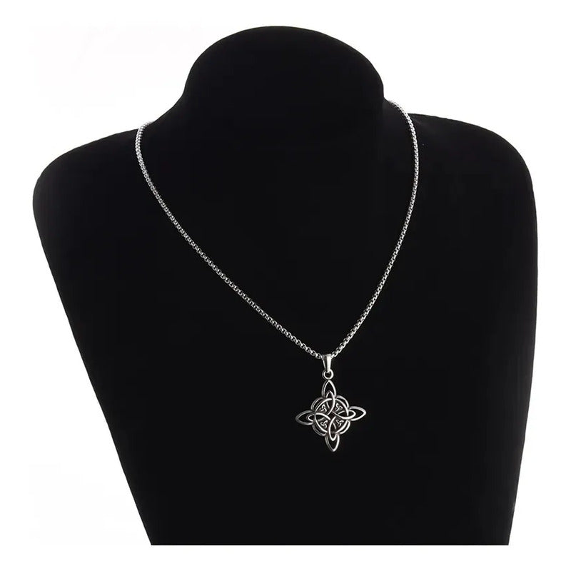 Collar Nudo De Bruja + Cadena De Acero Quirúrgico Color Nudo Triskel