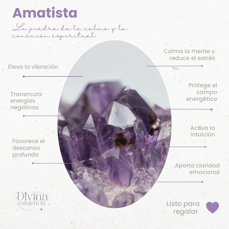 Pulsera De Piedras Naturales Amatista - Espiritualidad Amatista 8 Cm 19 Cm