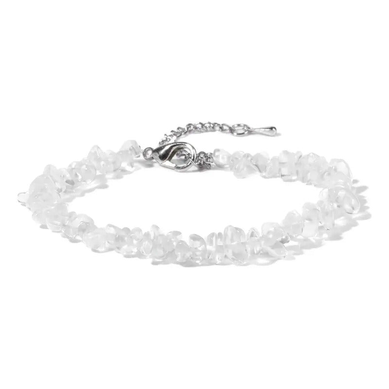 Pulsera Piedras Naturales Cuarzo Cristal - Sanación Limpieza Cuarzo Cristal 8 Cm 20 Cm