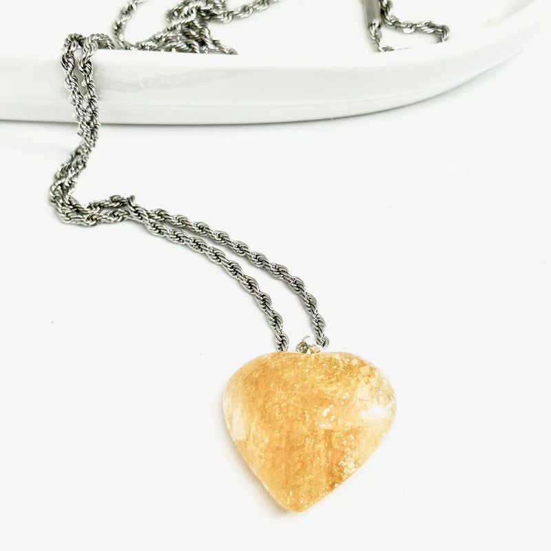 Collar Amor Corazón De Cristales Piedras Auténticas + Cadena