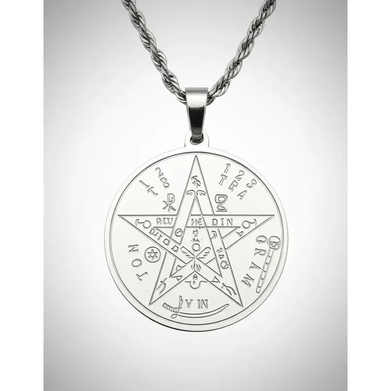 Collar Con Dije De Tetragrámaton De Acero Quirúrgico