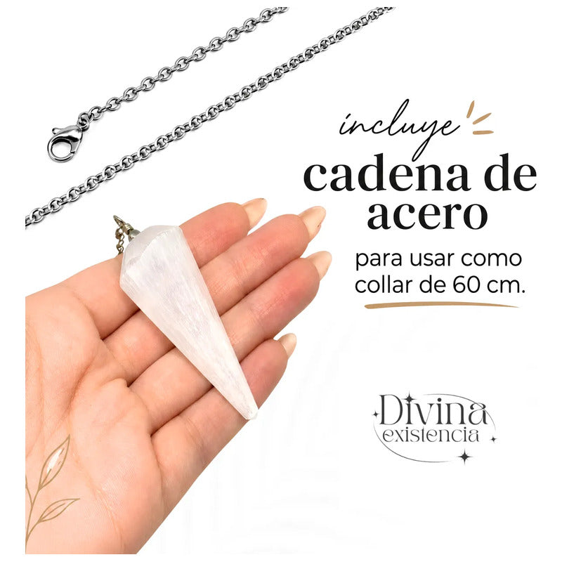 Péndulo De Cristal Selenita Terapias Holísticas Cadena Selenita