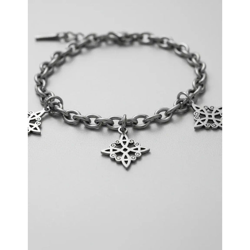 Pulsera Amuleto Acero Quirúrgico Nudo Bruja Protectora Acero Pulsera Nudos 8 Cm 23 Cm