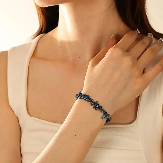 Pulsera De Piedras Naturales Lapislázuli - Comunicación Lapis Lazuli 8 Cm 19 Cm
