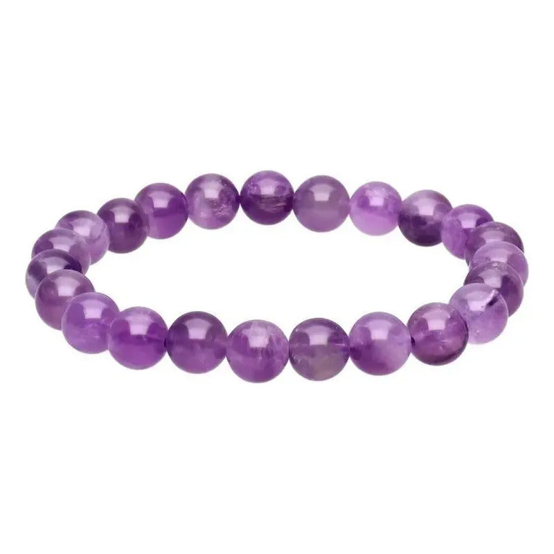 Pulsera De Piedras 100% Naturales 8 Mm. Pulida Elástica Amatista Elástica 8 Cm 20 Cm
