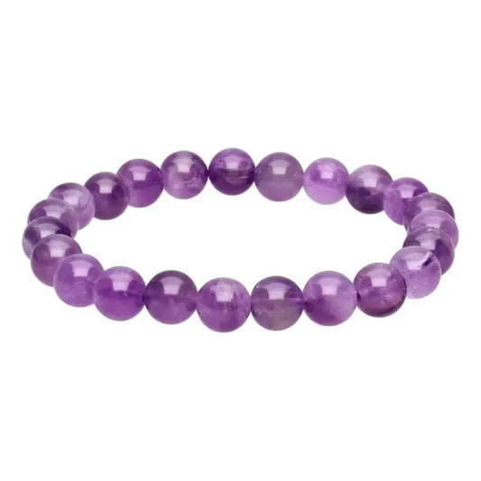 Pulsera De Piedras 100% Naturales 8 Mm. Pulida Elástica Amatista Elástica 8 Cm 20 Cm