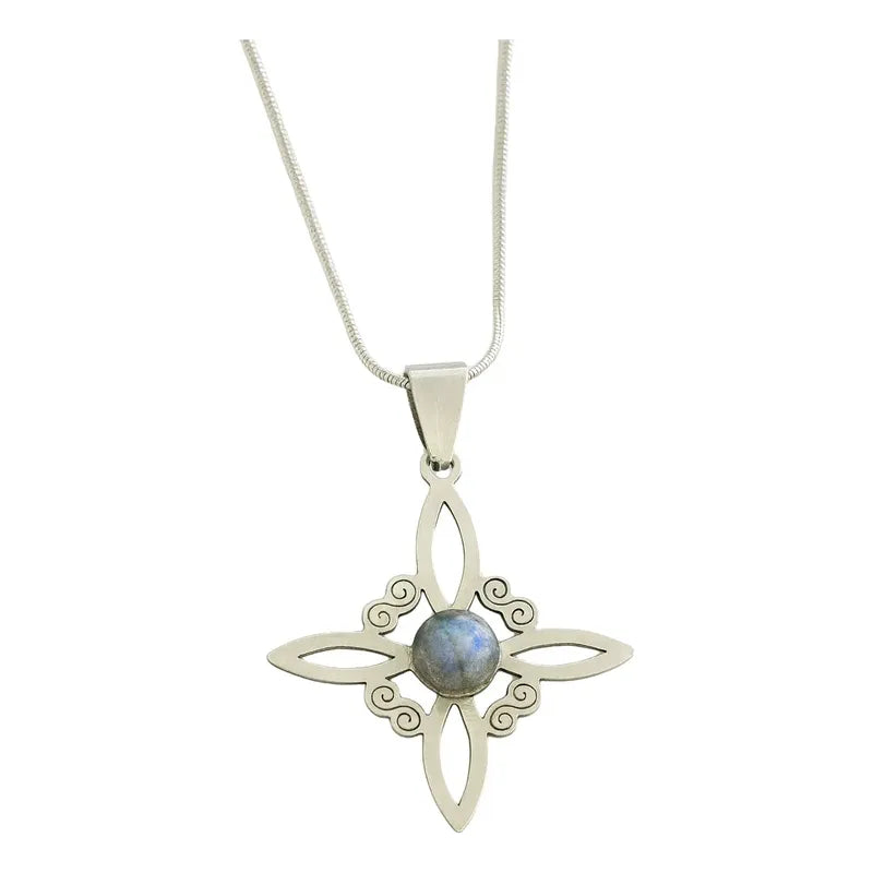 Collar Protección Nudo De Bruja Labradorita Con Cadena Acero Nudo De Bruja Y Labradorita 2