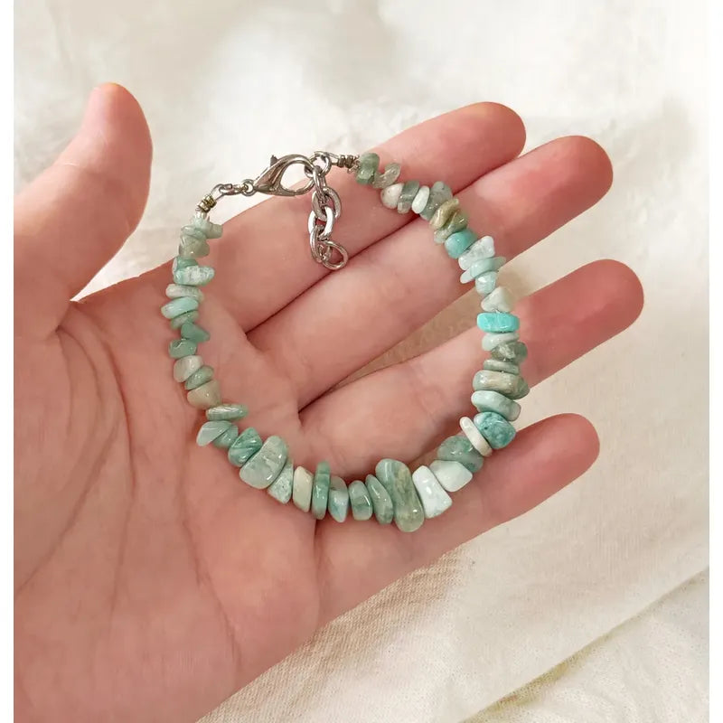 Pulsera Piedras Naturales Amazonita Calma Y Protección Amazonita 8 Cm 19 Cm