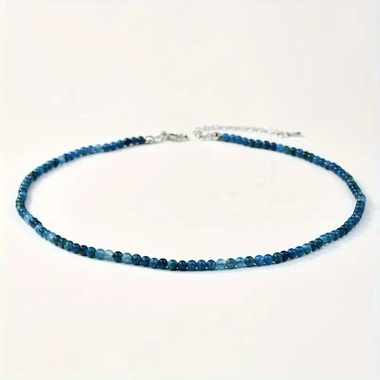 Collar Choker Mini Cuentas Piedras Naturales Delicado 40 Cm Apatita