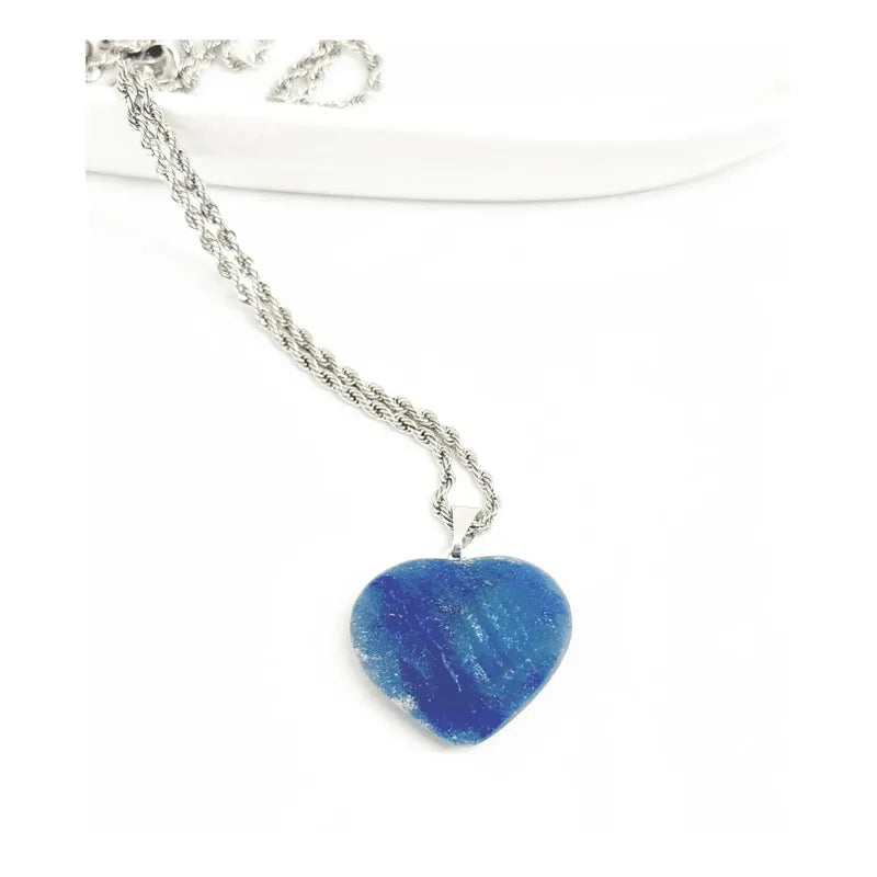 Collar Amor Corazón De Cristales Piedras Auténticas + Cadena