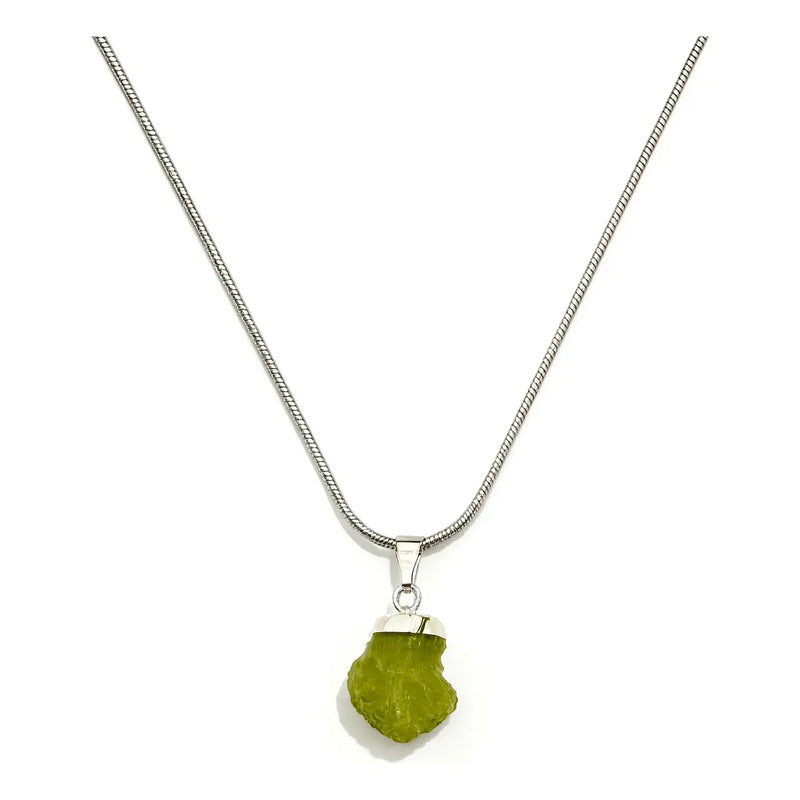 Collar Piedra Prenhita En Bruto - Calma Y Organización Prenhita
