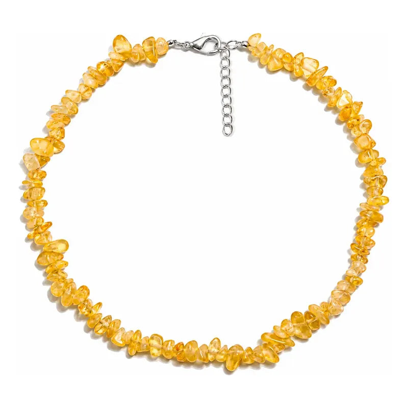 Collar Escallas Piedras Naturales Unisex Citrino
