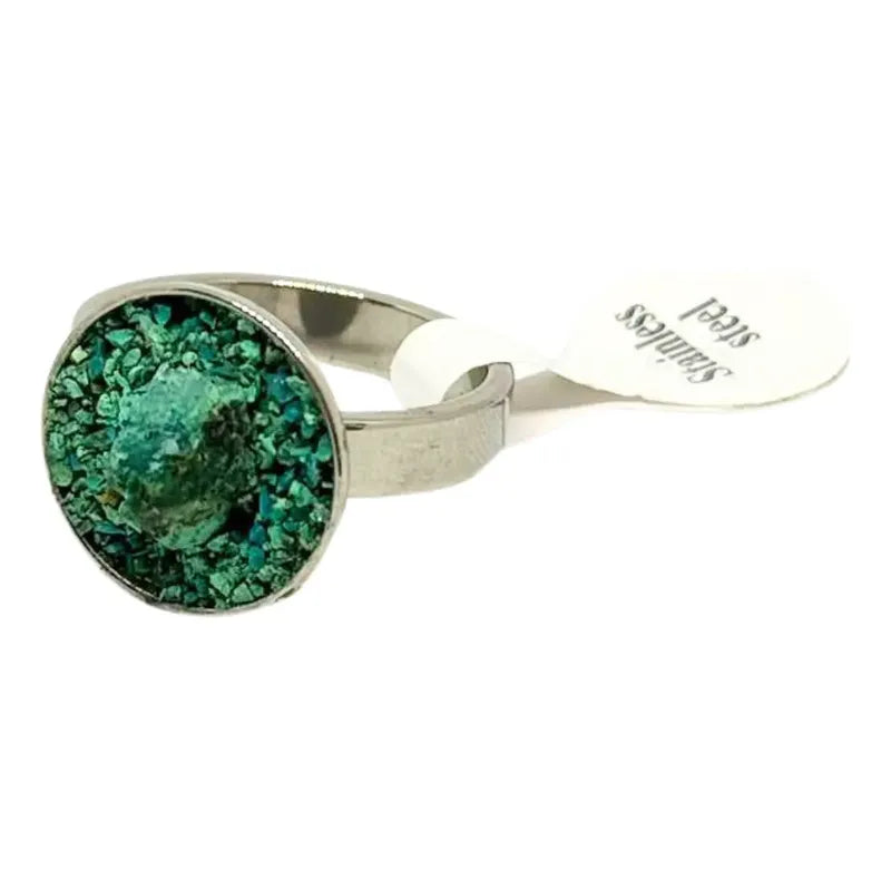 Anillo Piedras Naturales Mujer Turmalina Pirita Crisocola