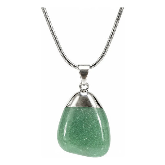 Collar Sanación Paz De Cuarzo Verde + Cadena De Acero Cuarzo Verde