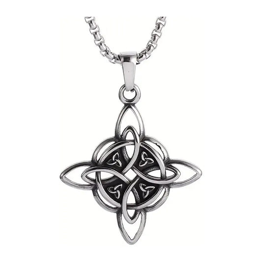 Collar Nudo De Bruja + Cadena De Acero Quirúrgico Regalo