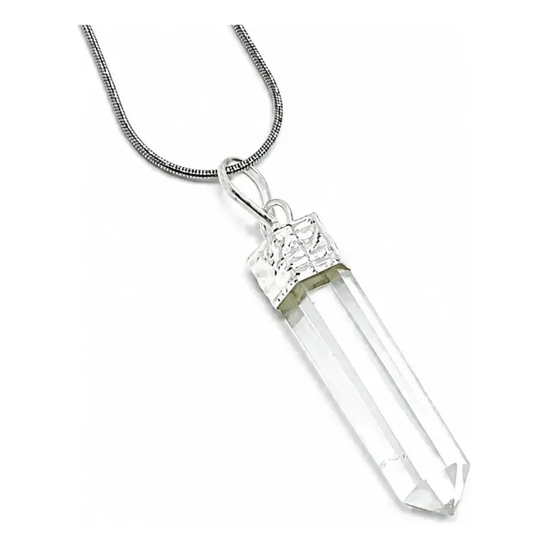 Collar Péndulo Punta Piedra Natural Cuarzo Cristal Natural Cuarzo Cristal