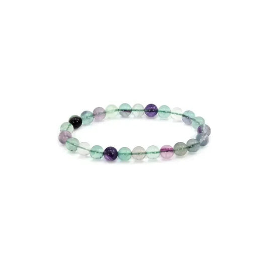 Pulsera Piedras Naturales Fluorita Arcoiris Elástica Fluorita 17.78 Cm 18 Cm
