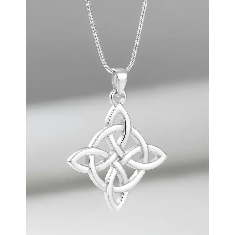 Collar Nudo De Bruja Relieve Con Cadena De Acero Mujer Nudo Bruja Simple