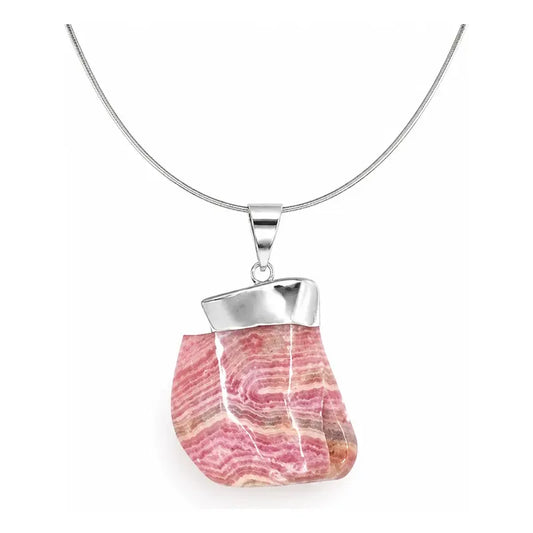 Collar Amor Propio Con Dije Rolado De Rodocrosita Natural
