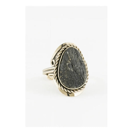 Anillo Protección Piedra Turmalina Y Alpaca Regulable Oval Turmalina Regulable