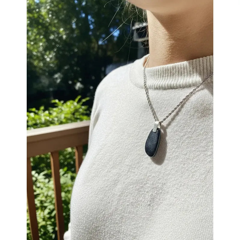 Collar Piedra Shunguita Shunguit Protección + Cadena Unisex Shunguita Cadena 60 Cm.