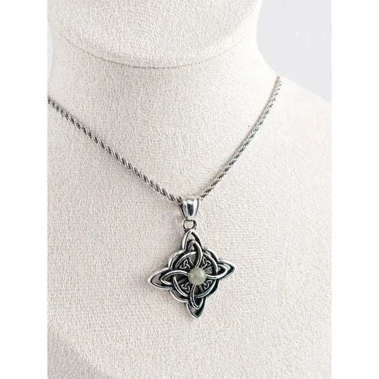 Collar Protección Nudo De Bruja Con Piedra Labradorita Nudo De Bruja Con Piedra Labradorita