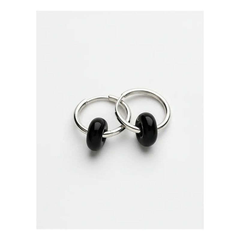 1 Par De Aros Argollas Con Dona Cuarzo Rosa Verde Obsidiana