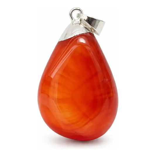 Dije De Piedra Natural Rolado Mediano Con Engarce Sin Cadena Ágata Cornalina