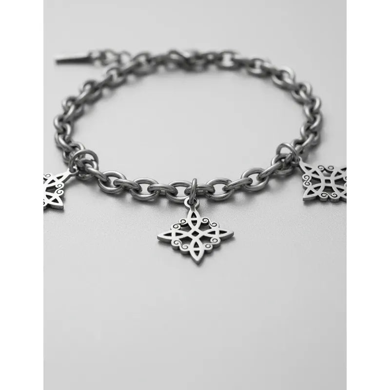Pulsera Amuleto Nudo De Bruja Acero Quirúrgico Protectora Plateado 8 Cm 20 Cm