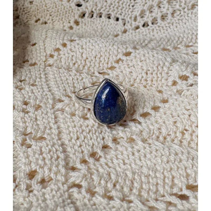 Anillo Mujer Piedras Naturales Baño De Plata Regulable Lapis Lazuli Regulable