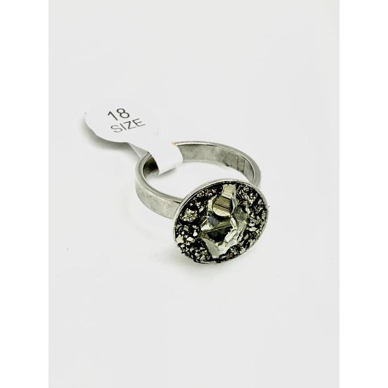 Anillo Piedras Naturales Mujer Turmalina Pirita Crisocola