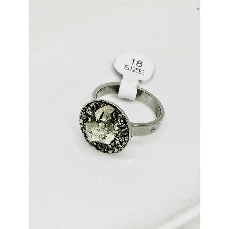 Anillo Piedras Naturales Mujer Turmalina Pirita Crisocola