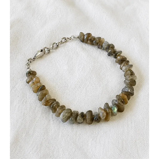 Pulsera De Piedras Naturales Labradorita - Calma Optimismo Labradorita 43.18 Cm 18 Cm