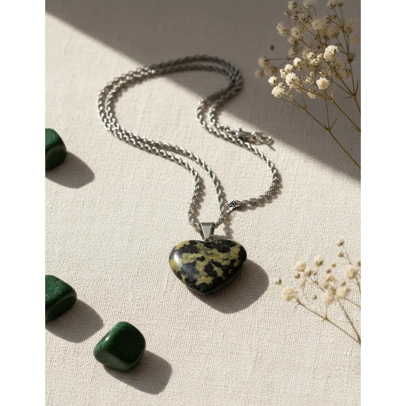 Collar Corazón Ojo De Tigre - Confianza Y Firmeza Serpentina