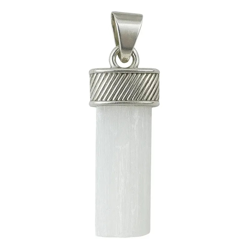 Dije Piedra Natural Grandes Con Guarda De Metal En Bruto Selenita 3/5 Cm