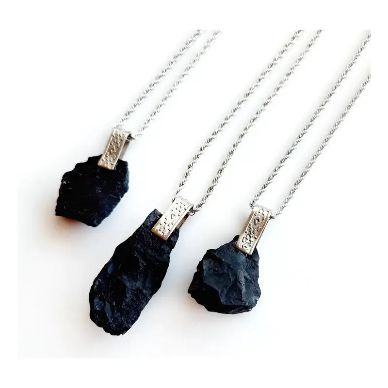 Collar Piedra Shunguita Shunguit Protección + Cadena Acero Shunguita Shunguit