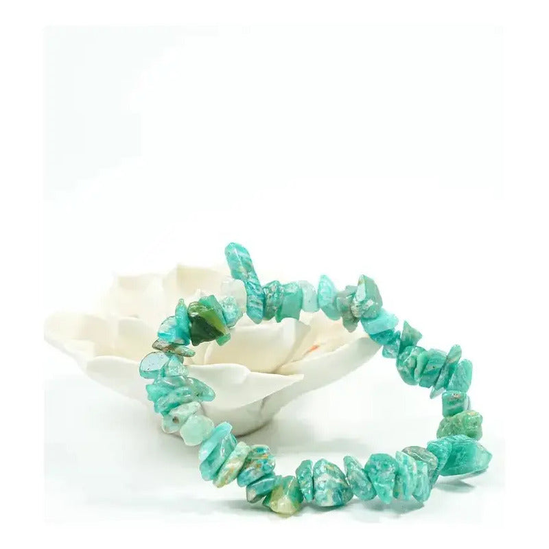 Pulsera De Piedras Naturales Amazonita Elástica -  Calma Amazonita 8 Cm 19 Cm
