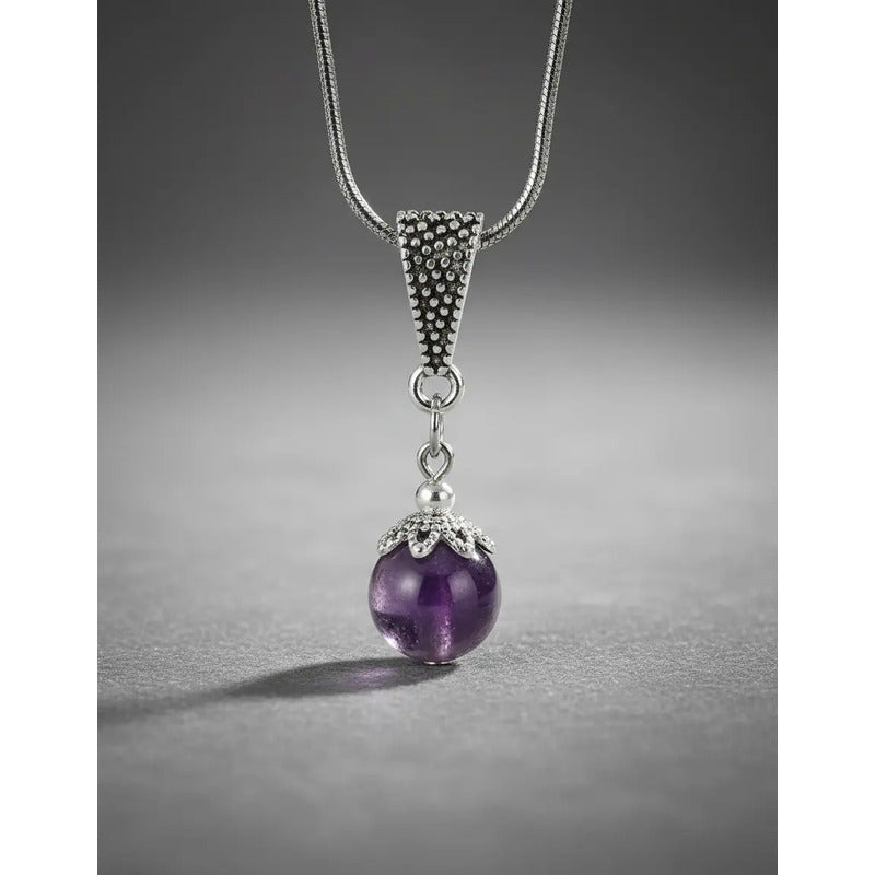 Collar Transmutación Mini Esfera De Amatista + Cadena Mini Esfera Amatista