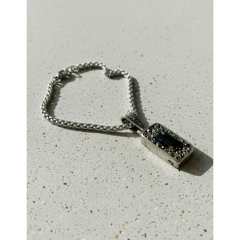Pulsera Amuleto Mariposa Con Turmalina Y Pirita - Protección Rectángulo Turmalina Y Pirita 8 Cm 20 Cm Rectángulo Turmalina Pirita