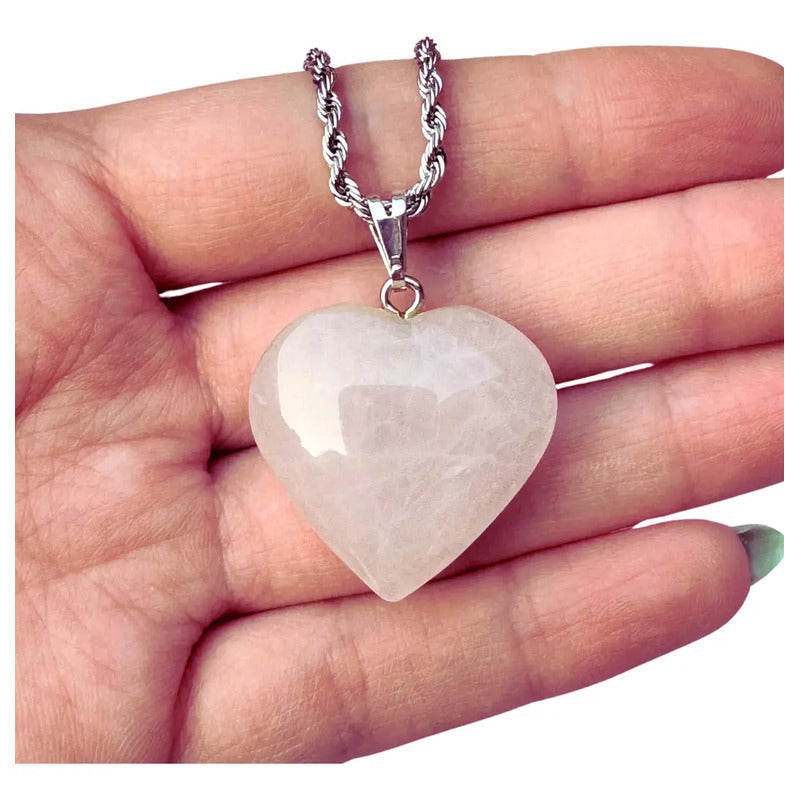 Collar Amor Corazón De Cristales Piedras Auténticas + Cadena
