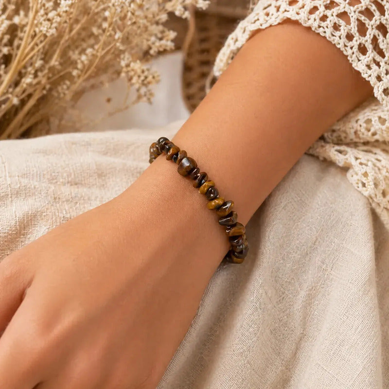 Pulsera De Piedras Naturales Ojo De Tigre Fuerza Y Confianza Ojo De Tigre 8 Cm 20 Cm