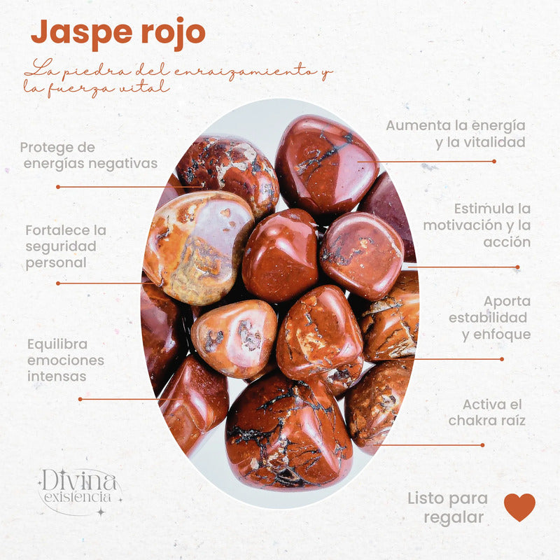 Pulsera De Piedras Naturales Jaspe Rojo - Fuerza Y Seguridad Jaspe Rojo 8 Cm 20 Cm