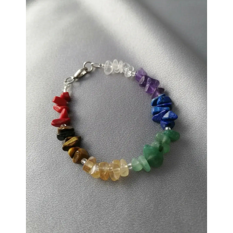 Pulsera Para Equilibrar Los 7 Chakras De Piedras Naturales Multicolor 7 Chakras 8 Cm 19 Cm