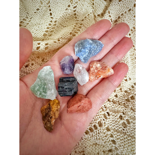 Set Piedras 7 Chakras Y Turmalina En Bruto Divina Existencia